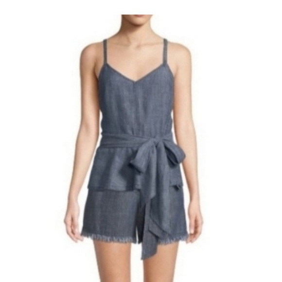 Trina Turk chambray tank top with tie wrap - Picture 1 of 5